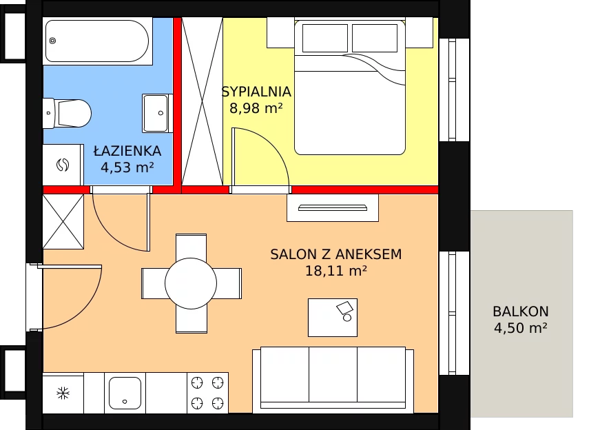 Mieszkanie 31,62 m², piętro 2, oferta nr D-19, Królewicza Park, Szczecin, Północ, Niebuszewo-Bolinko, ul. Królewicza Kazimierza