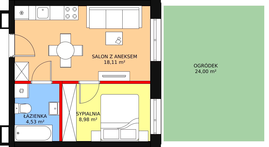 Mieszkanie 31,62 m², parter, oferta nr D-03, Królewicza Park, Szczecin, Północ, Niebuszewo-Bolinko, ul. Królewicza Kazimierza