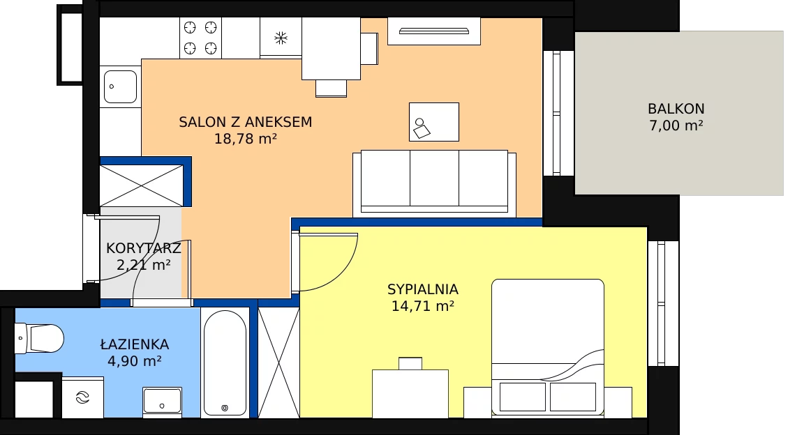 Zalety mieszkania 40.6 m², F-52