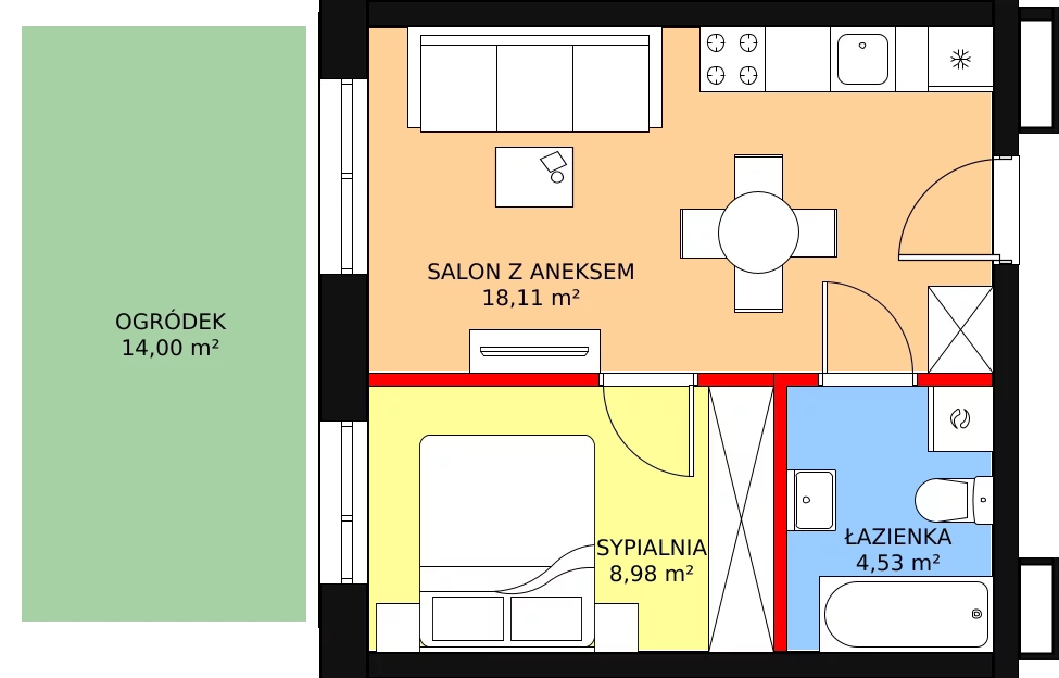 Mieszkanie 31,62 m², parter, oferta nr G-01, Królewicza Park, Szczecin, Północ, Niebuszewo-Bolinko, ul. Królewicza Kazimierza