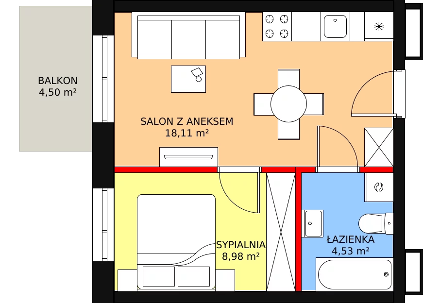 2 pokoje, mieszkanie 31,62 m², piętro 1, oferta nr G-11, Królewicza Park, Szczecin, Północ, Niebuszewo-Bolinko, ul. Królewicza Kazimierza