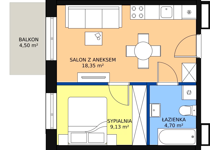 Zalety mieszkania 32.18 m², G-55