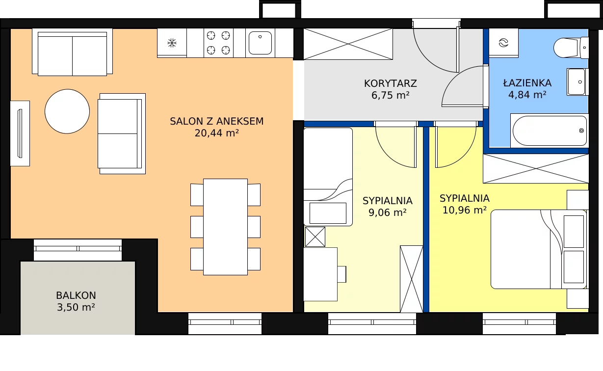 Zalety mieszkania 60.29 m², G-99