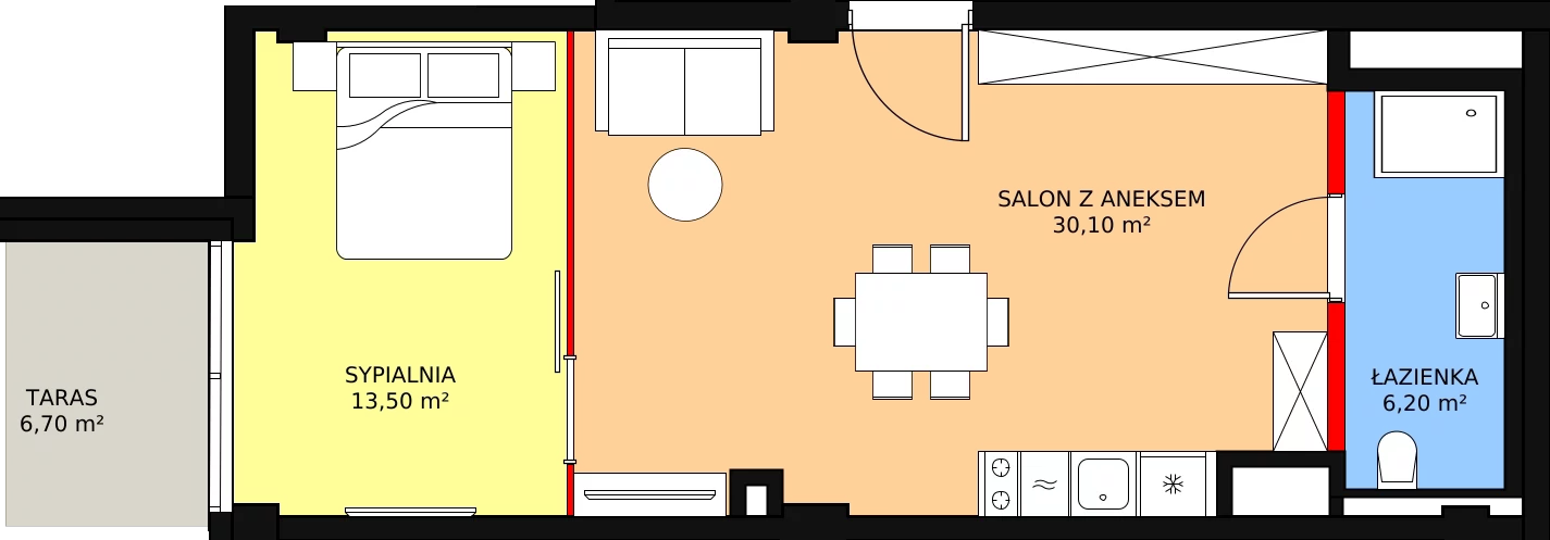 2 pokoje, apartament inwestycyjny 49,80 m², parter, oferta nr 003, Apollo Resort, Świnoujście, Dzielnica Nadmorska, ul. Uzdrowiskowa