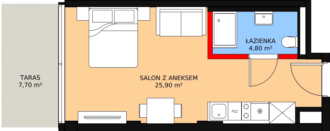 Apartament inwestycyjny 30,70 m², parter, oferta nr 007, Apollo Resort, Świnoujście, Dzielnica Nadmorska, ul. Uzdrowiskowa