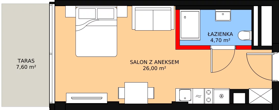 Apartament inwestycyjny 30,70 m², parter, oferta nr 009, Apollo Resort, Świnoujście, Dzielnica Nadmorska, ul. Uzdrowiskowa