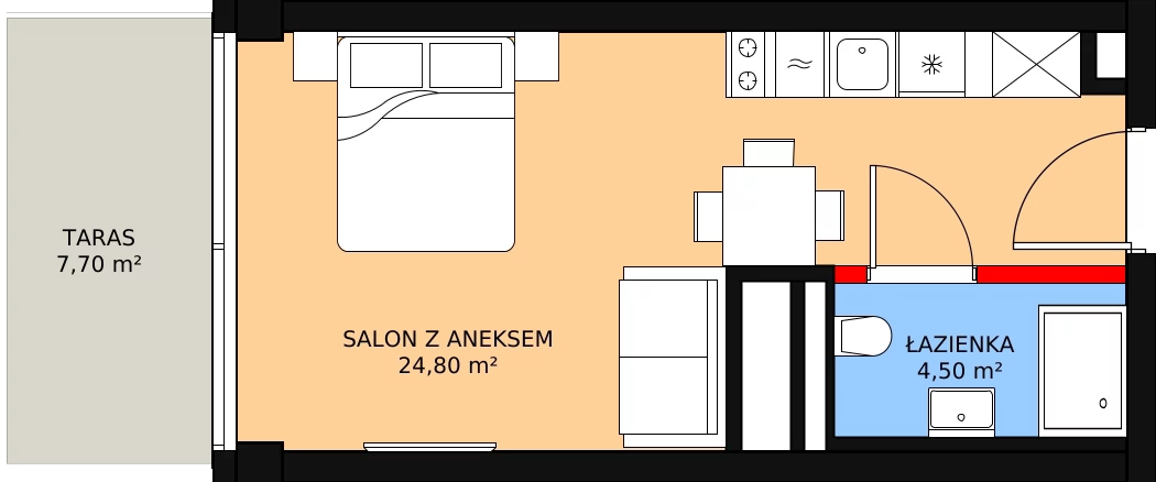 Apartament inwestycyjny 29,30 m², parter, oferta nr 021, Apollo Resort, Świnoujście, Dzielnica Nadmorska, ul. Uzdrowiskowa