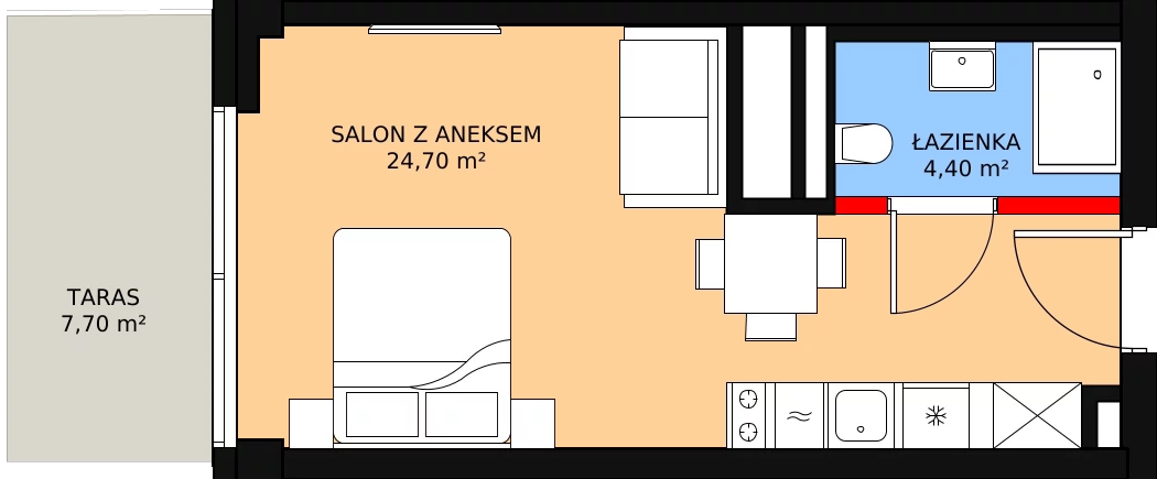 Apartament inwestycyjny 29,10 m², parter, oferta nr 022, Apollo Resort, Świnoujście, Dzielnica Nadmorska, ul. Uzdrowiskowa