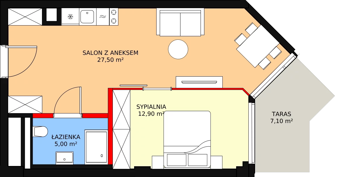 2 pokoje, apartament inwestycyjny 45,40 m², parter, oferta nr 024, Apollo Resort, Świnoujście, Dzielnica Nadmorska, ul. Uzdrowiskowa