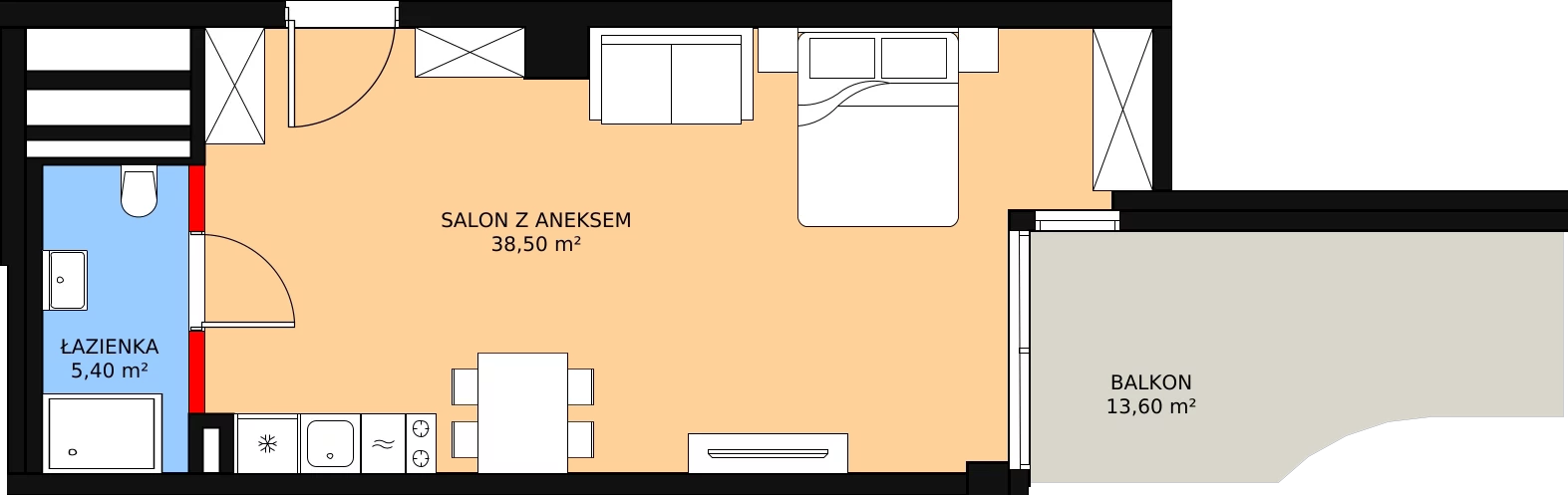 1 pokój, apartament inwestycyjny 43,90 m², parter, oferta nr 033, Apollo Resort, Świnoujście, Dzielnica Nadmorska, ul. Uzdrowiskowa