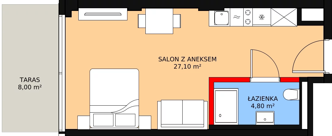 Apartament inwestycyjny 31,90 m², parter, oferta nr 036, Apollo Resort, Świnoujście, Dzielnica Nadmorska, ul. Uzdrowiskowa