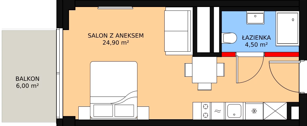 Apartament inwestycyjny 29,40 m², piętro 1, oferta nr 122, Apollo Resort, Świnoujście, Dzielnica Nadmorska, ul. Uzdrowiskowa