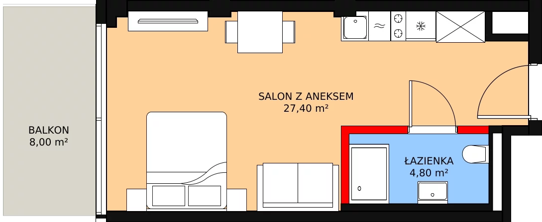 Apartament inwestycyjny 32,20 m², piętro 1, oferta nr 136, Apollo Resort, Świnoujście, Dzielnica Nadmorska, ul. Uzdrowiskowa