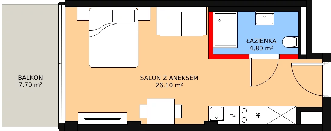 Apartament inwestycyjny 30,90 m², piętro 2, oferta nr 207, Apollo Resort, Świnoujście, Dzielnica Nadmorska, ul. Uzdrowiskowa