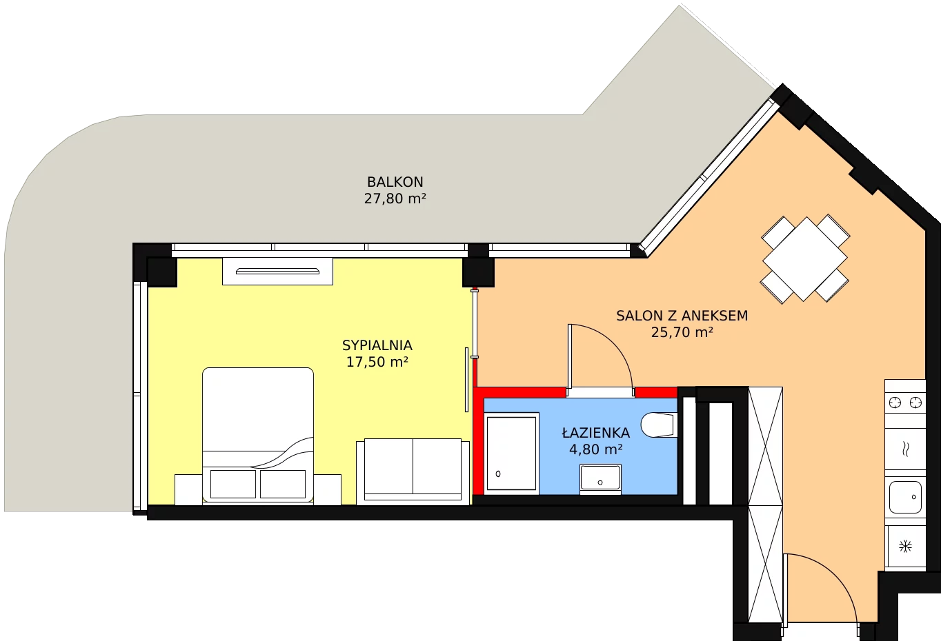 2 pokoje, apartament inwestycyjny 48,00 m², piętro 2, oferta nr 210, Apollo Resort, Świnoujście, Dzielnica Nadmorska, ul. Uzdrowiskowa