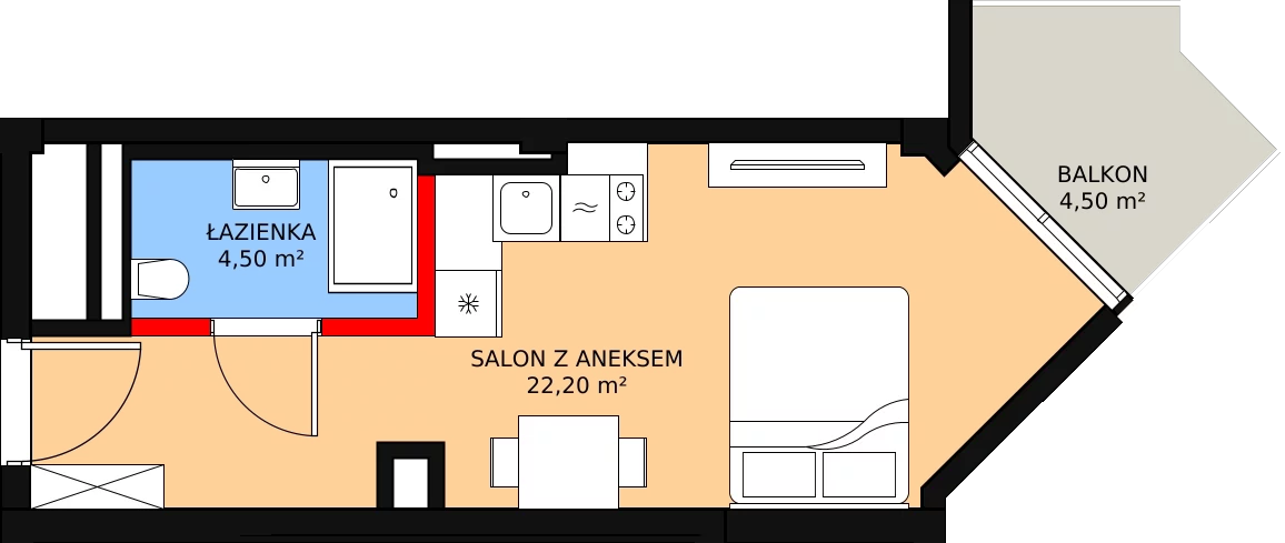 Apartament inwestycyjny 26,70 m², piętro 2, oferta nr 226, Apollo Resort, Świnoujście, Dzielnica Nadmorska, ul. Uzdrowiskowa