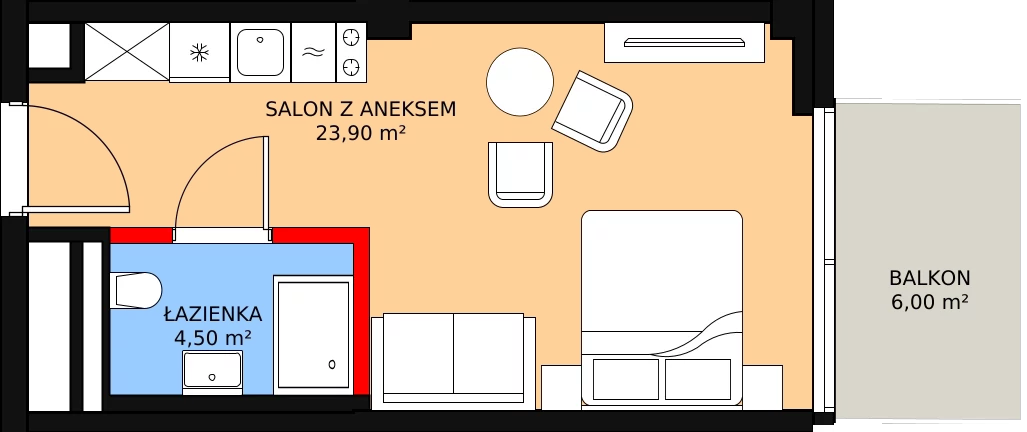 Apartament inwestycyjny 28,40 m², piętro 2, oferta nr 228, Apollo Resort, Świnoujście, Dzielnica Nadmorska, ul. Uzdrowiskowa