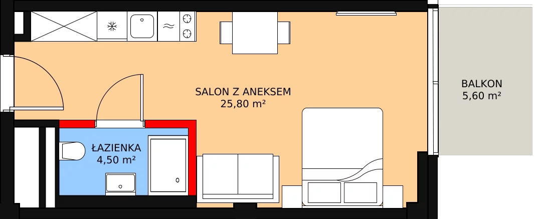 Apartament inwestycyjny 30,30 m², piętro 2, oferta nr 239, Apollo Resort, Świnoujście, Dzielnica Nadmorska, ul. Uzdrowiskowa