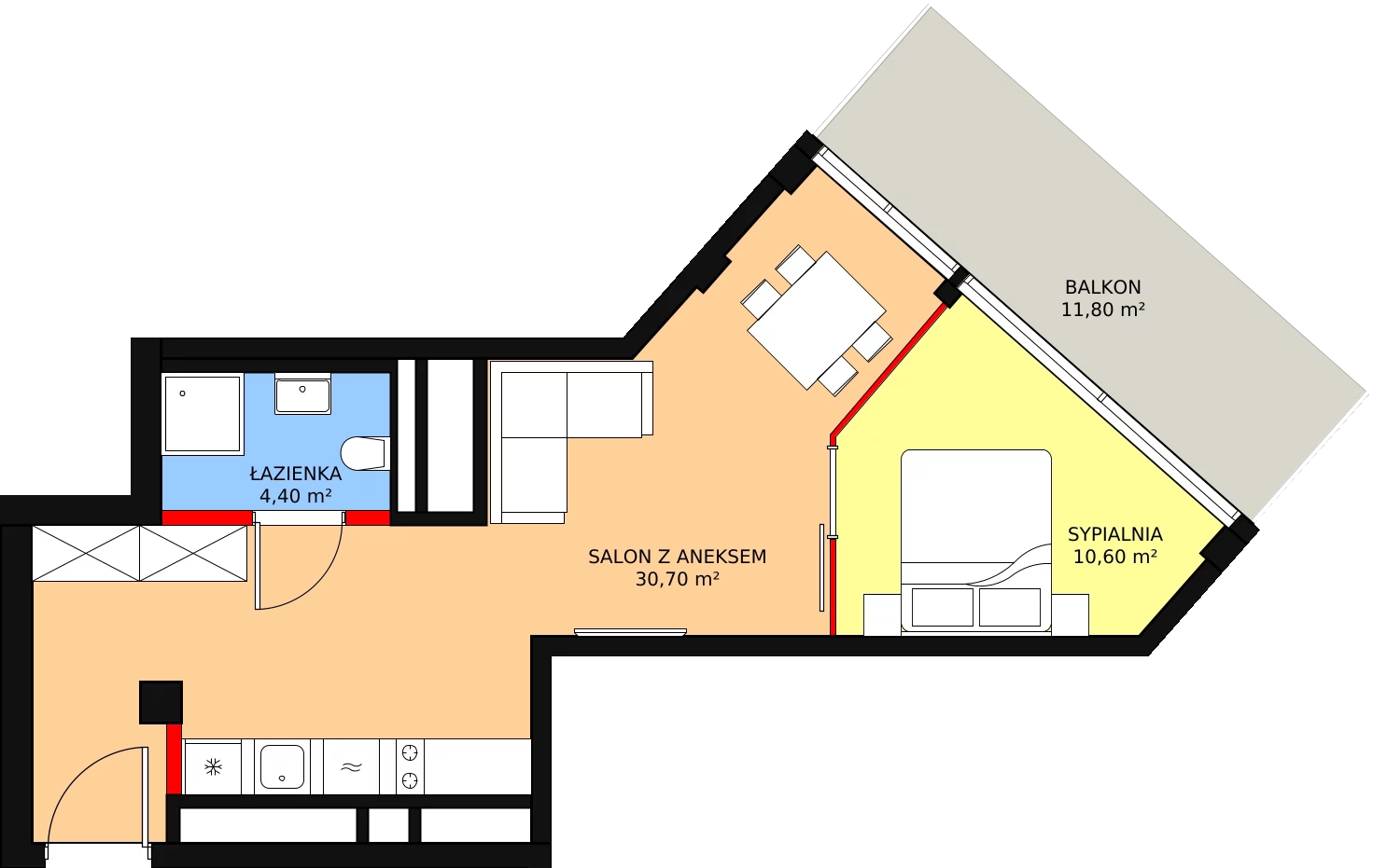 2 pokoje, apartament inwestycyjny 45,70 m², piętro 3, oferta nr 311, Apollo Resort, Świnoujście, Dzielnica Nadmorska, ul. Uzdrowiskowa