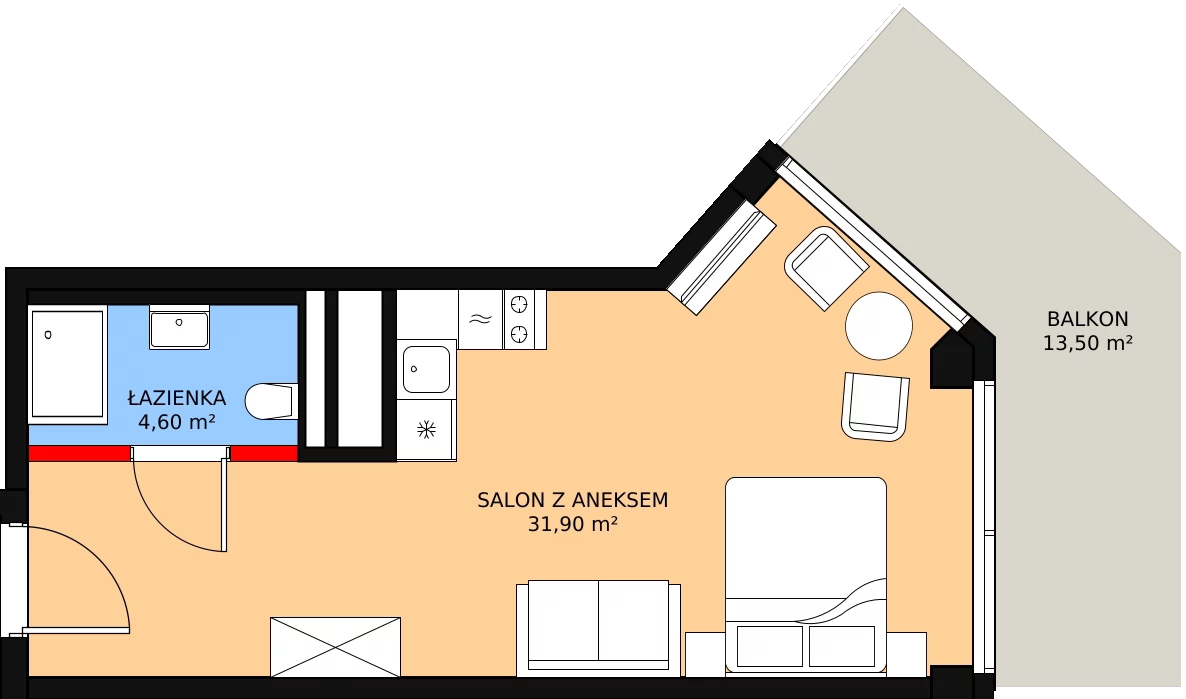 2 pokoje, apartament inwestycyjny 36,50 m², piętro 3, oferta nr 312, Apollo Resort, Świnoujście, Dzielnica Nadmorska, ul. Uzdrowiskowa