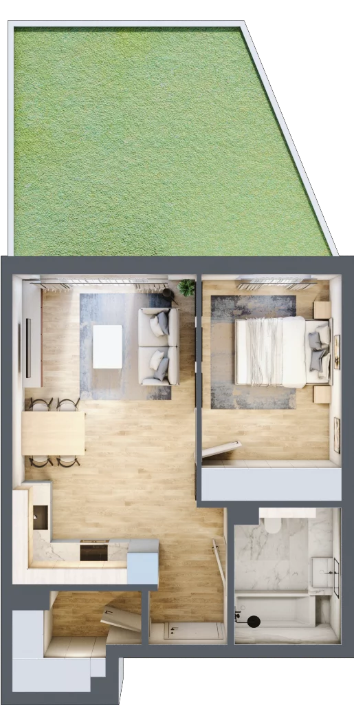 2 pokoje, mieszkanie 47,41 m², parter, oferta nr 50, Apartamenty Home Premium, Ożarów Mazowiecki, ul. Piłsudskiego 6
