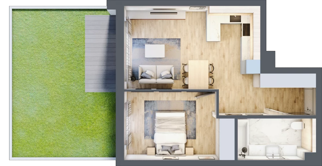 2 pokoje, mieszkanie 47,54 m², parter, oferta nr 3, Apartamenty Home Premium, Ożarów Mazowiecki, ul. Piłsudskiego 6