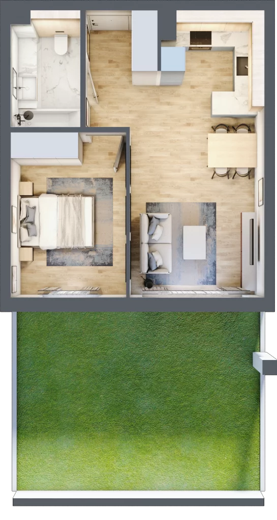 2 pokoje, mieszkanie 44,98 m², parter, oferta nr 46, Apartamenty Home Premium, Ożarów Mazowiecki, ul. Piłsudskiego 6