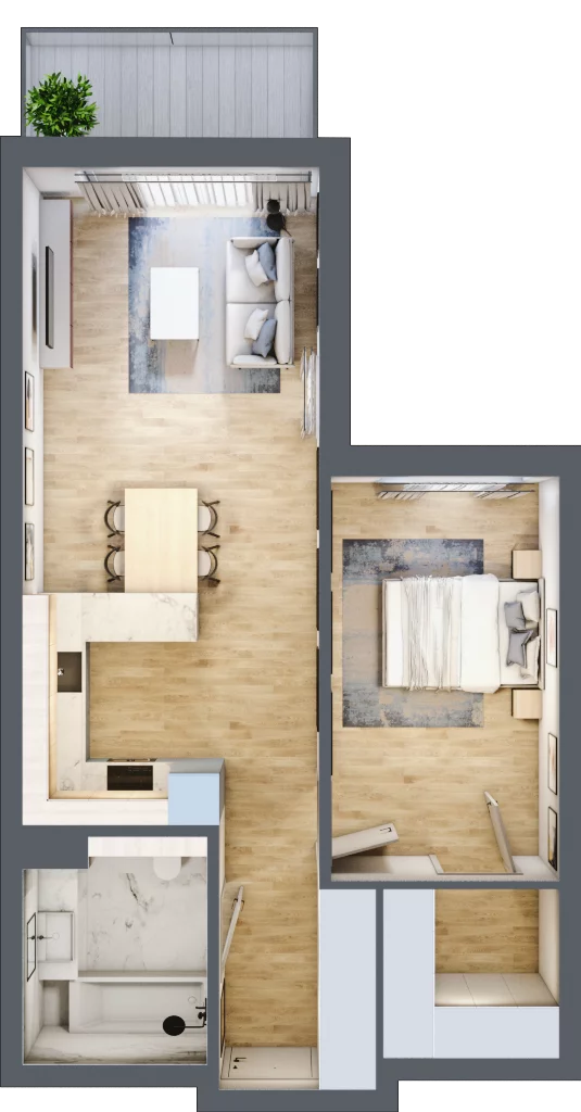 2 pokoje, mieszkanie 56,68 m², piętro 1, oferta nr 17, Apartamenty Home Premium, Ożarów Mazowiecki, ul. Piłsudskiego 6