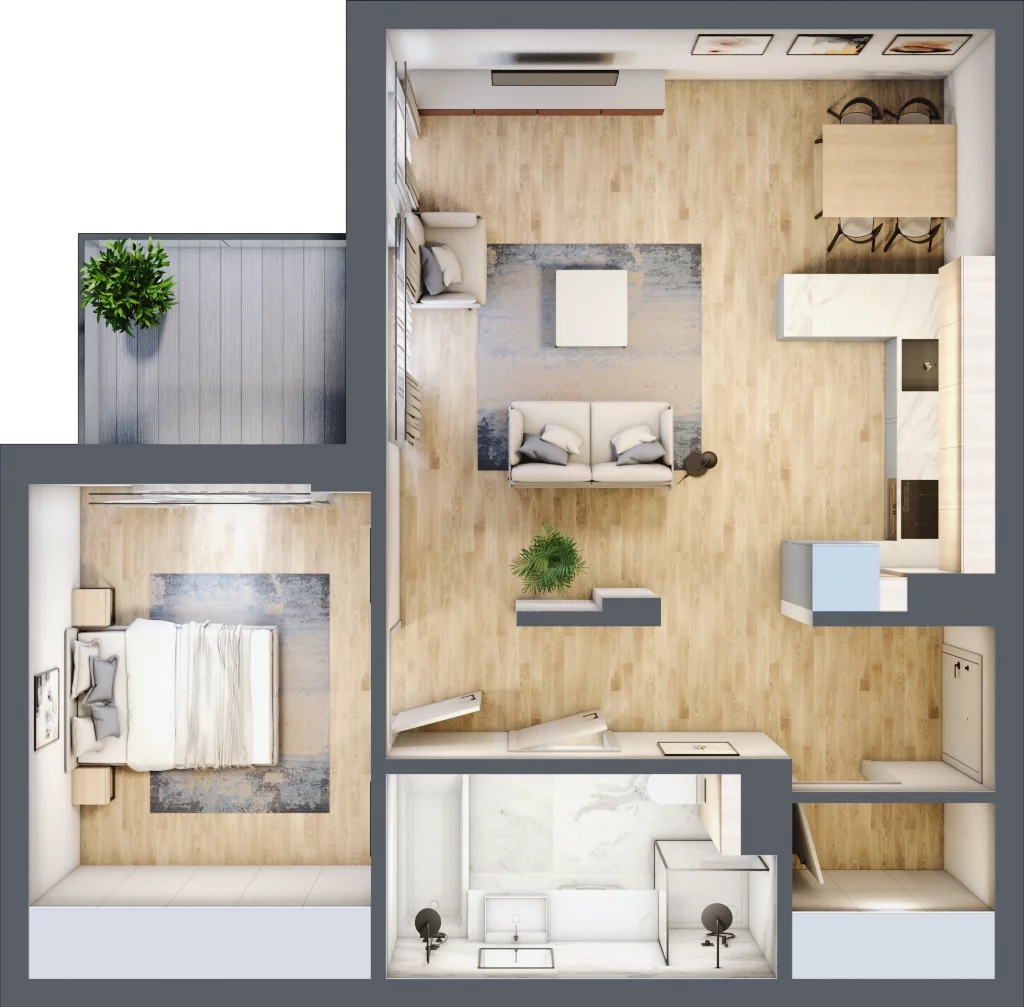 2 pokoje, mieszkanie 59,78 m², piętro 2, oferta nr 69, Apartamenty Home Premium, Ożarów Mazowiecki, ul. Piłsudskiego 6