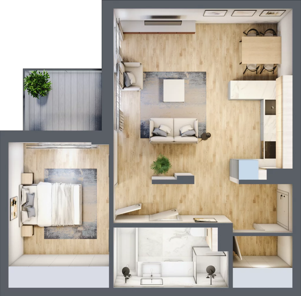 2 pokoje, mieszkanie 59,78 m², piętro 1, oferta nr 60, Apartamenty Home Premium, Ożarów Mazowiecki, ul. Piłsudskiego 6