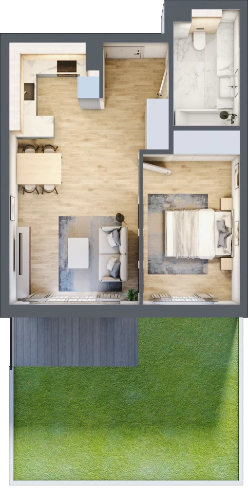 2 pokoje, mieszkanie 46,66 m², parter, oferta nr 9, Apartamenty Home Premium, Ożarów Mazowiecki, ul. Piłsudskiego 6