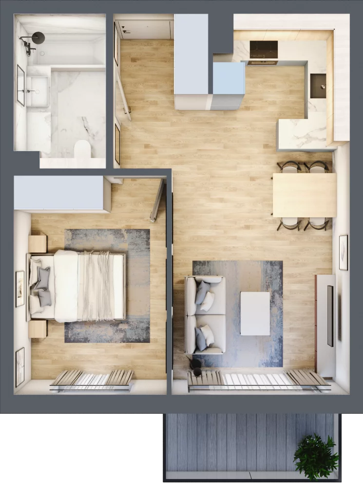 2 pokoje, mieszkanie 44,92 m², piętro 3, oferta nr 43, Apartamenty Home Premium, Ożarów Mazowiecki, ul. Piłsudskiego 6