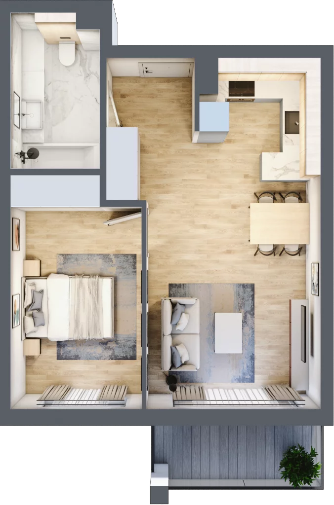 2 pokoje, mieszkanie 46,70 m², piętro 1, oferta nr 58, Apartamenty Home Premium, Ożarów Mazowiecki, ul. Piłsudskiego 6