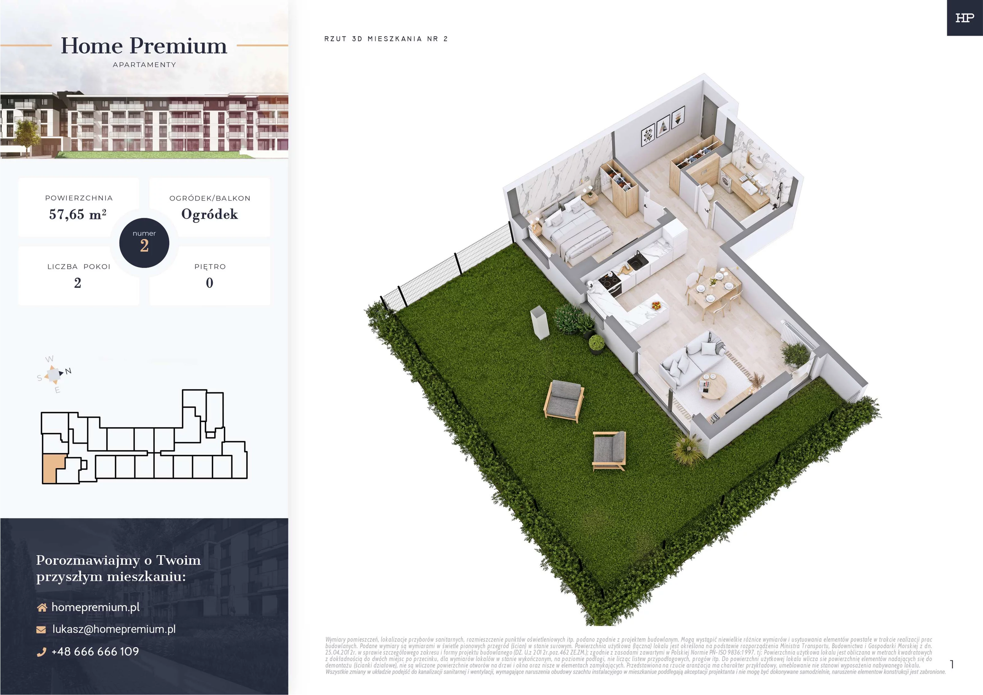 Mieszkanie 57,65 m², parter, oferta nr 2, Apartamenty Home Premium, Ożarów Mazowiecki, ul. Piłsudskiego 6