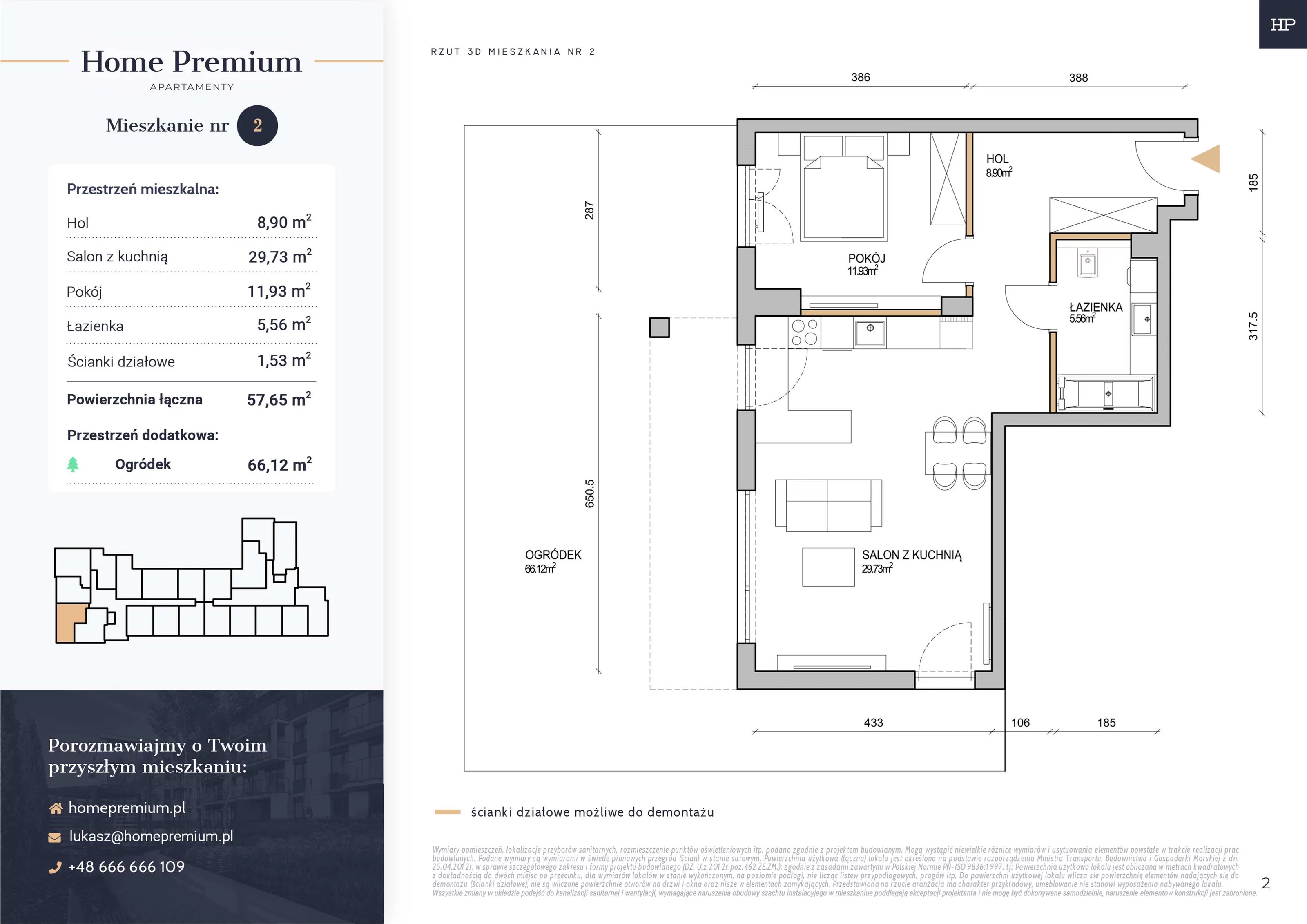 Mieszkanie 57,65 m², parter, oferta nr 2, Apartamenty Home Premium, Ożarów Mazowiecki, ul. Piłsudskiego 6