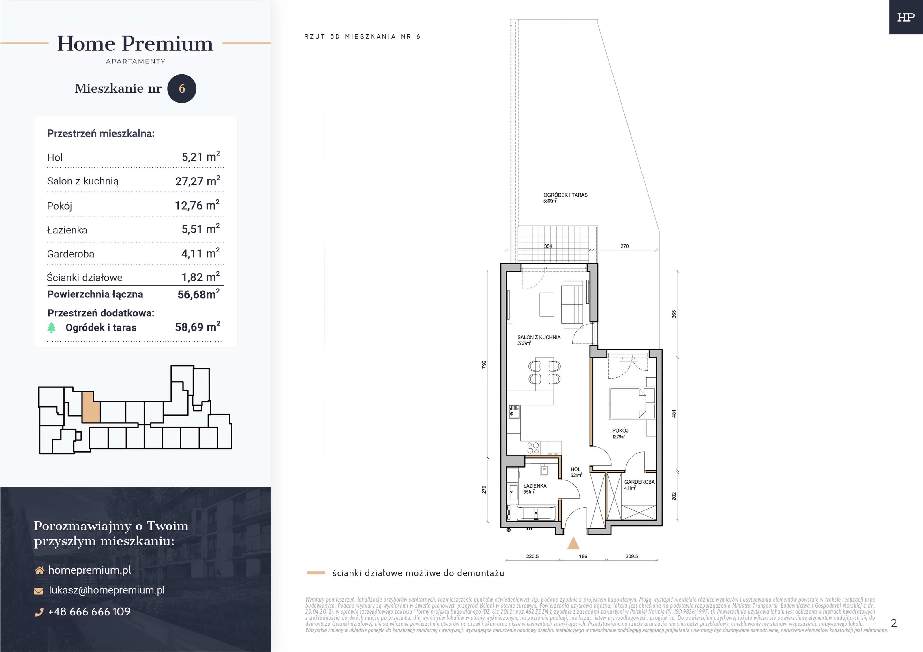 Mieszkanie 56,68 m², parter, oferta nr 6, Apartamenty Home Premium, Ożarów Mazowiecki, ul. Piłsudskiego 6