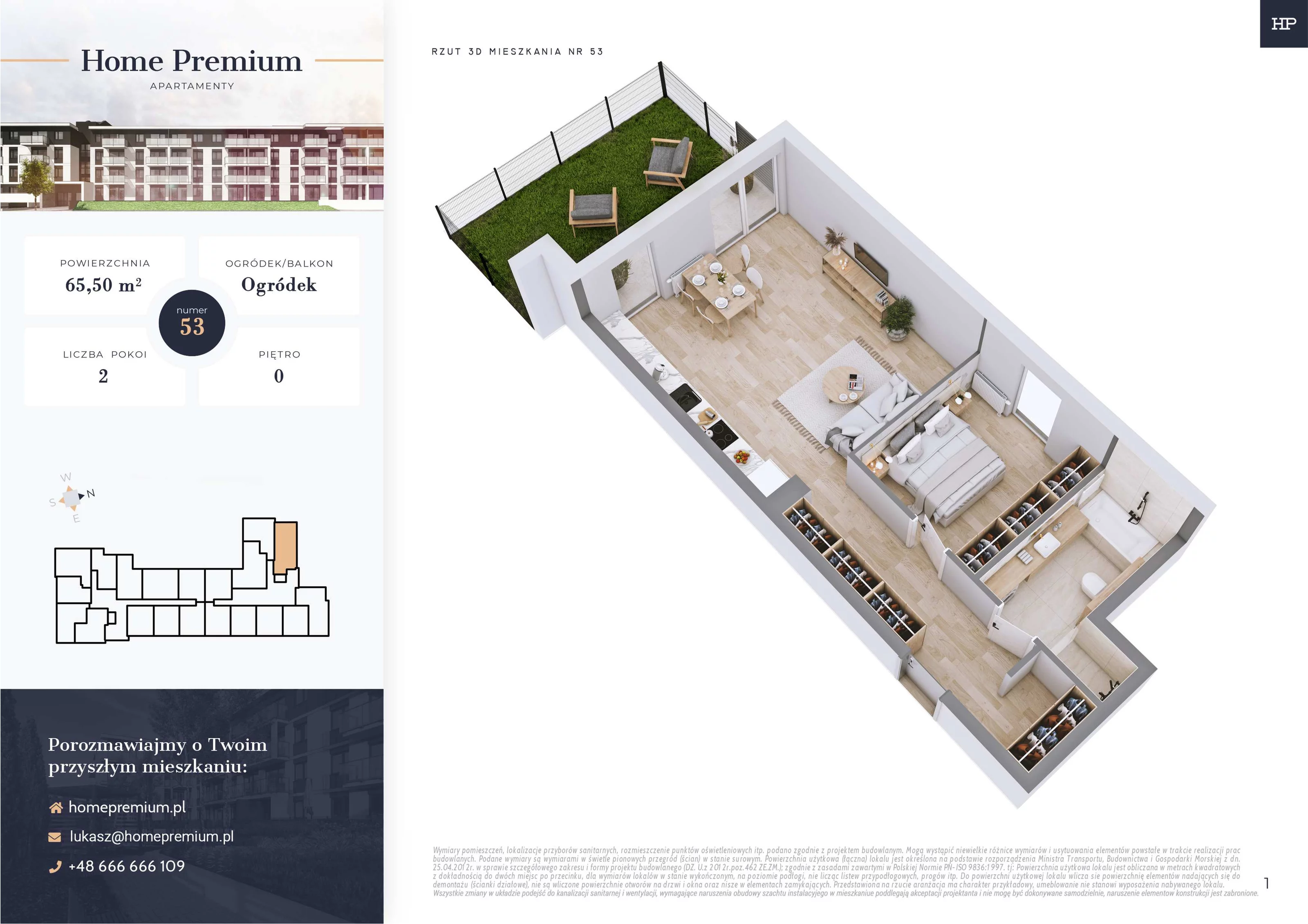 Mieszkanie 65,50 m², parter, oferta nr 53, Apartamenty Home Premium, Ożarów Mazowiecki, ul. Piłsudskiego 6