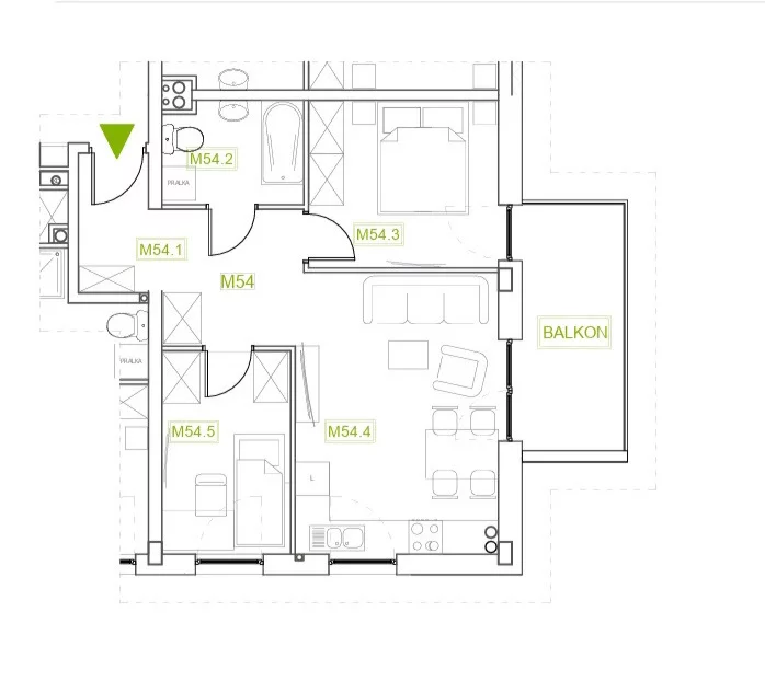 3 pokoje, mieszkanie 48,79 m², piętro 3, oferta nr , 2599/7393/OMS, Kielanówka