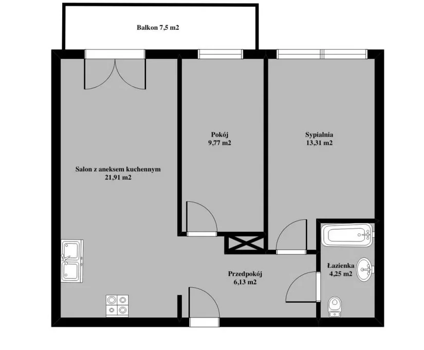 3 pokoje, mieszkanie 55,37 m², piętro 2, oferta nr , 2586/7393/OMS, Rzeszów, Nowosądecka