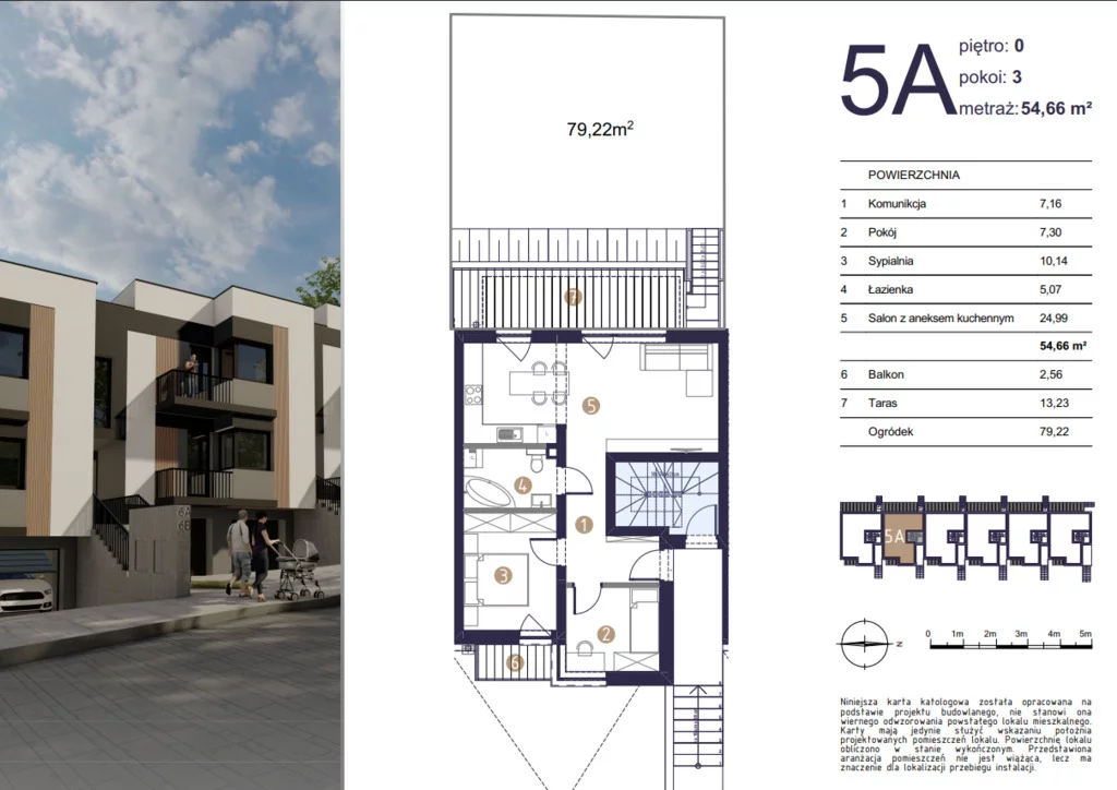 Mieszkanie na sprzedaż, 54,66 m², 3 pokoje, parter, oferta nr 2525/7393/OMS