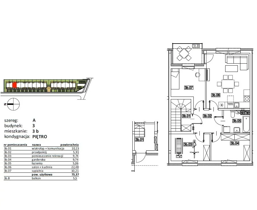 4 pokoje, mieszkanie 73,37 m², piętro 1, oferta nr , 2437/7393/OMS, Rzeszów, Dworzysko