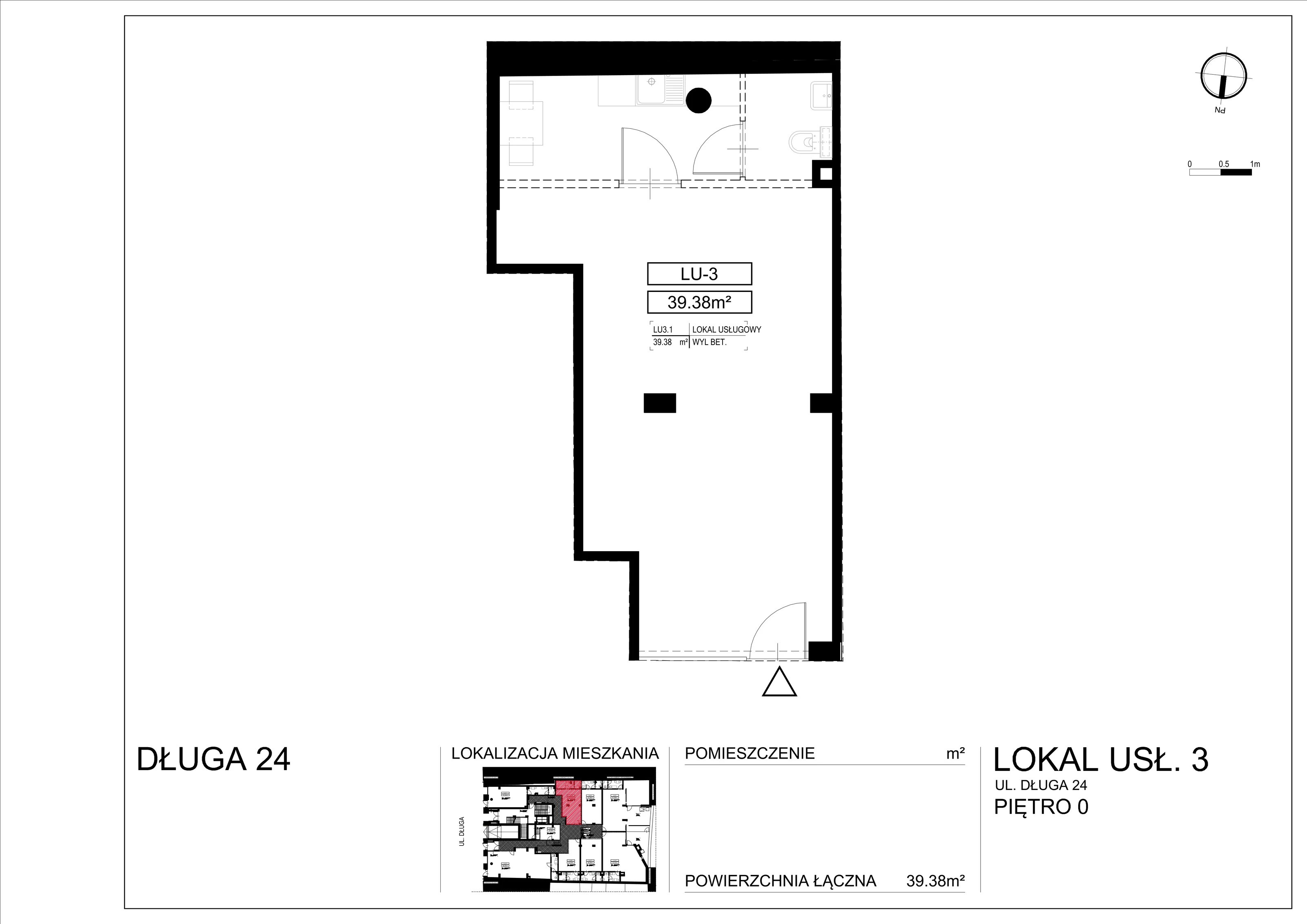 Lokal użytkowy 39,38 m², oferta nr L-3, Długa Residence - lokale użytkowe, Kraków, Stare Miasto, Kleparz, ul. Długa 24