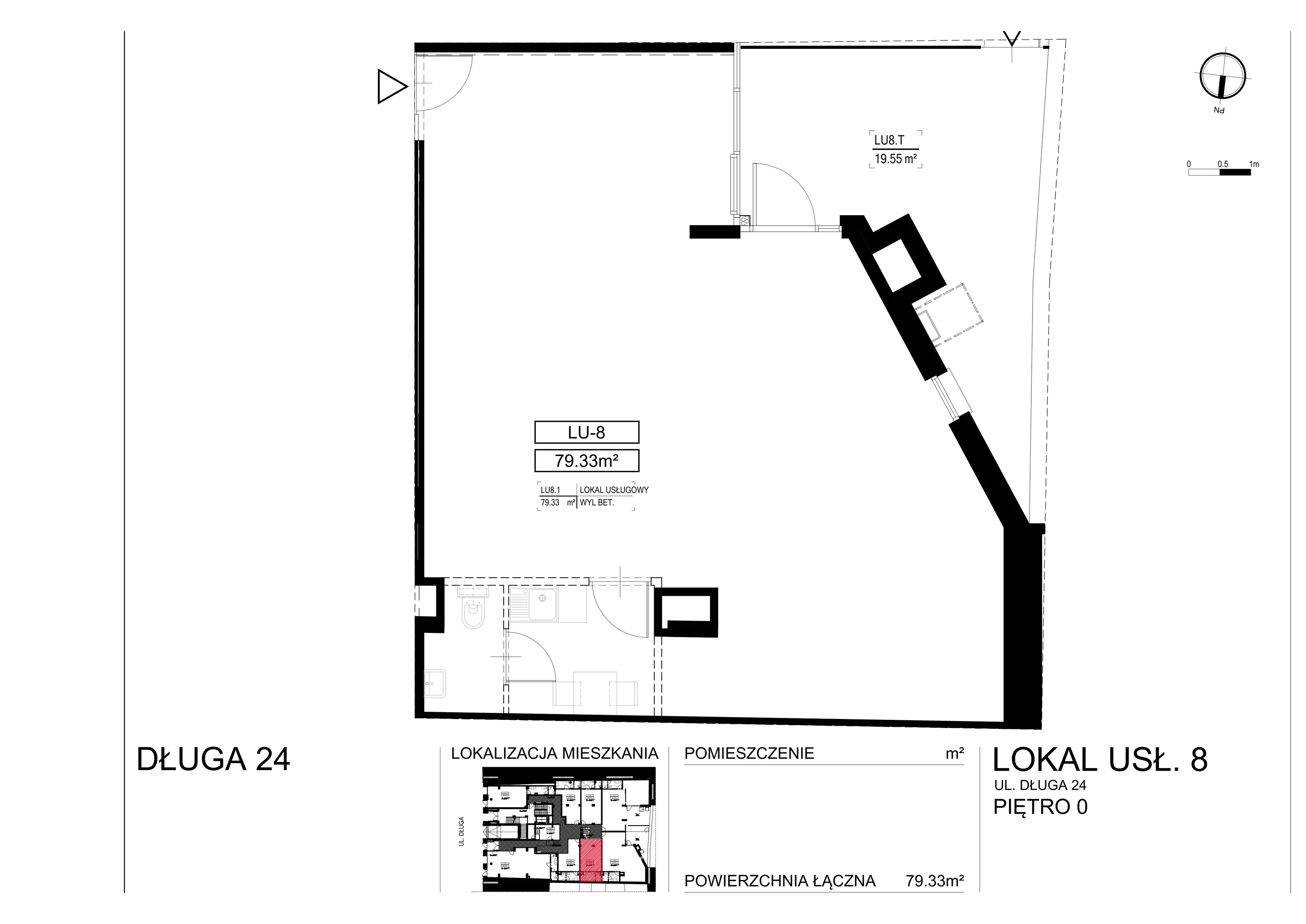 Lokal użytkowy 79,33 m², oferta nr L-8, Długa Residence - lokale użytkowe, Kraków, Stare Miasto, Kleparz, ul. Długa 24