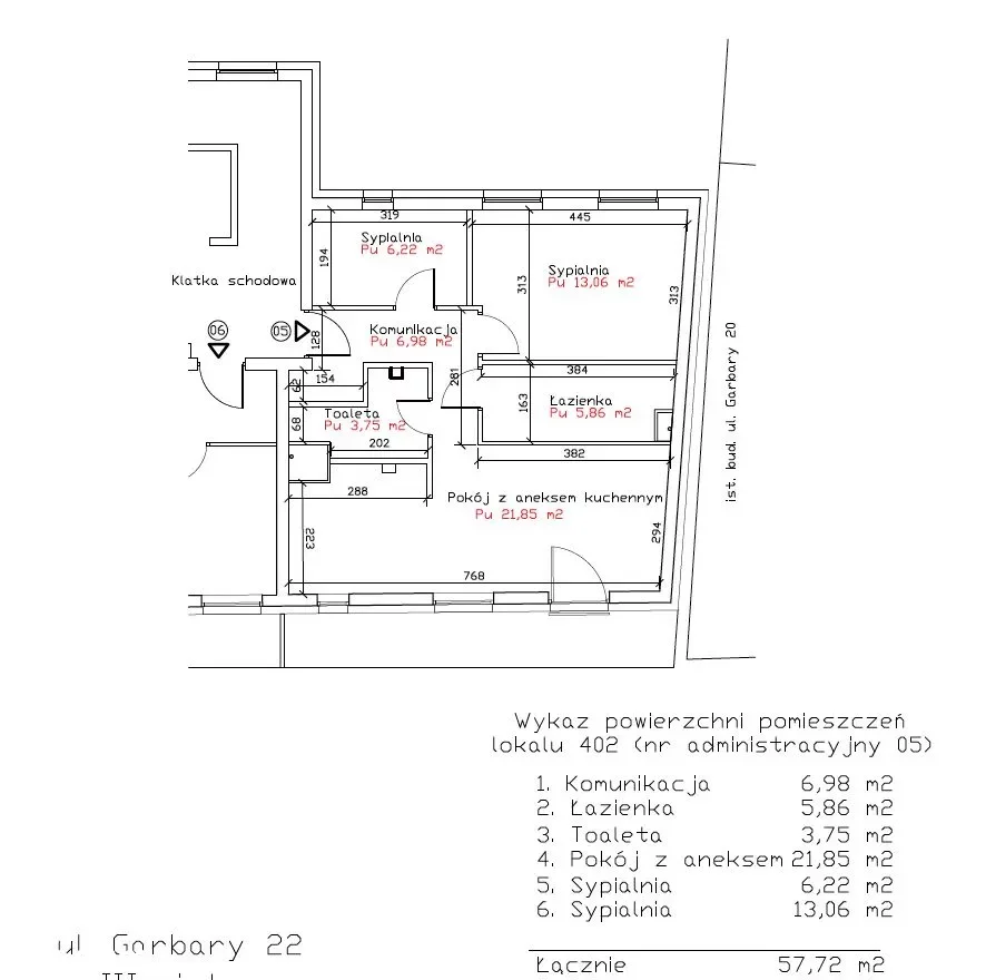 Mieszkanie 57,72 m², piętro 3, oferta nr 5, Garbary 22, Bydgoszcz, Okole, ul. Garbary 22A