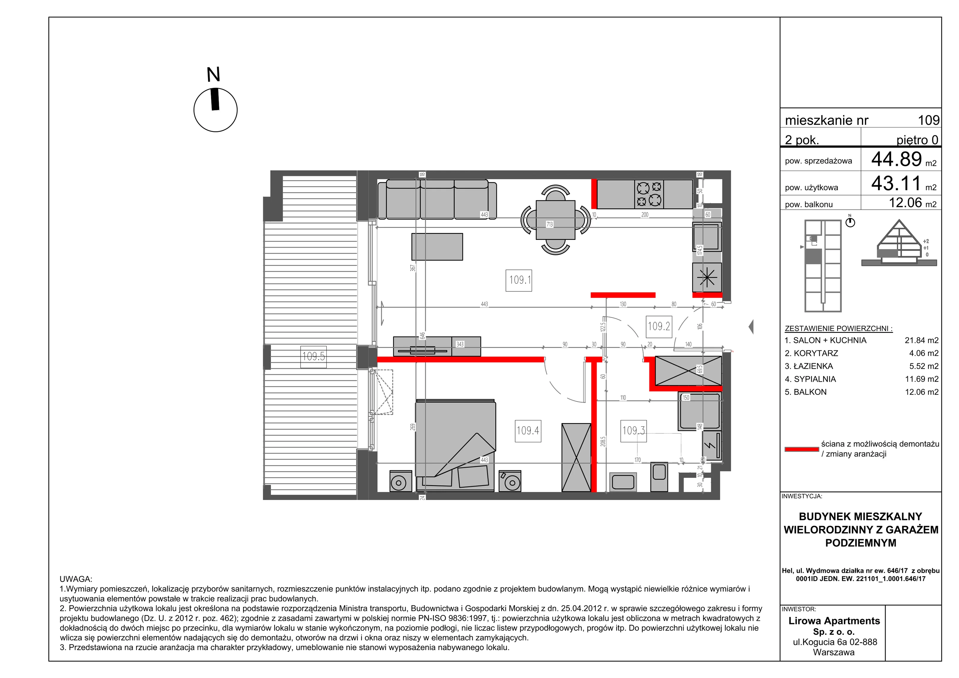 Mieszkanie 44,89 m², parter, oferta nr 109, Czarna Perła, Hel, ul. Wydmowa