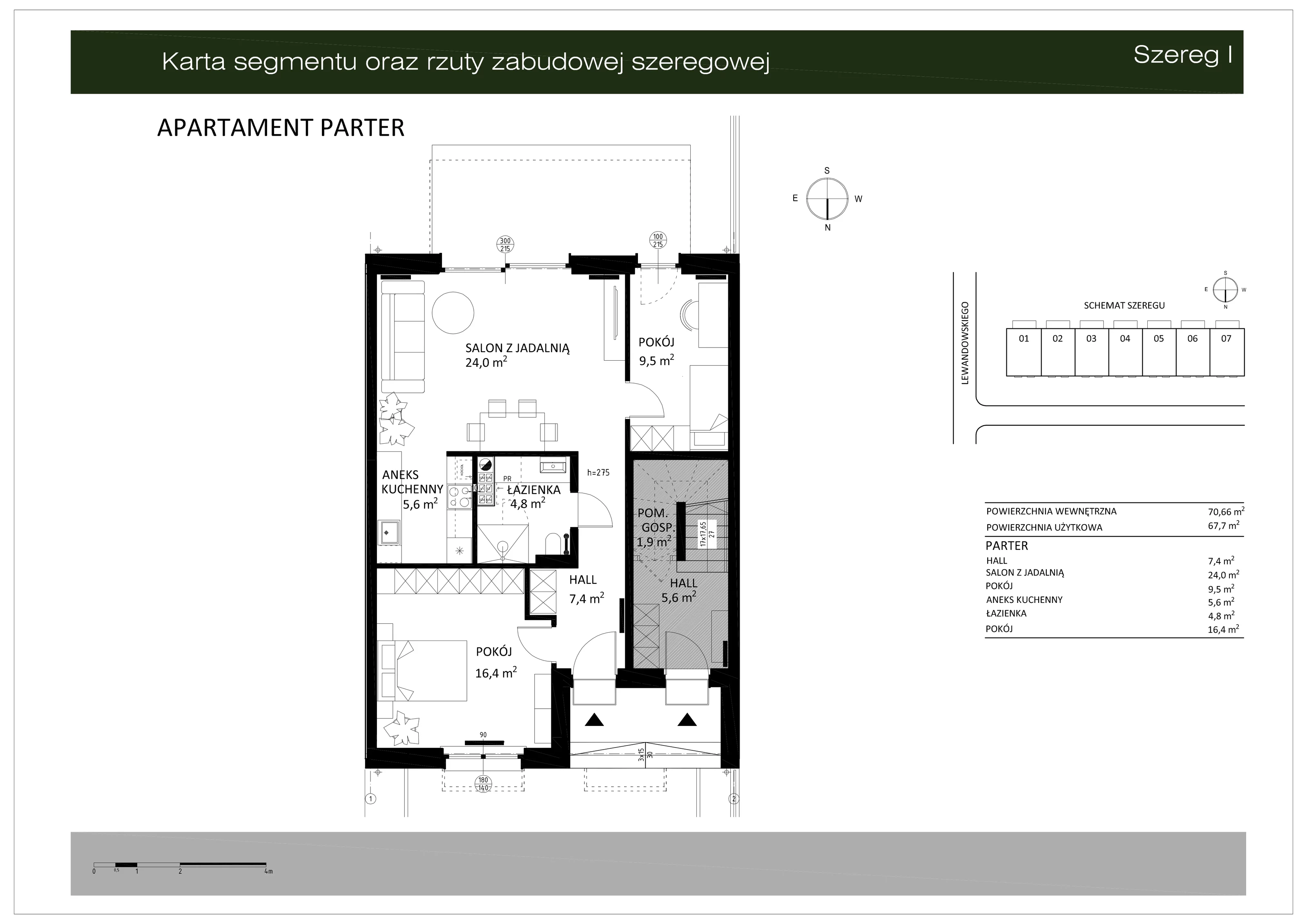 Mieszkanie 70,66 m², parter, oferta nr 4B, Natura Premium, Olsztyn, Jaroty, ul. Lewandowskiego