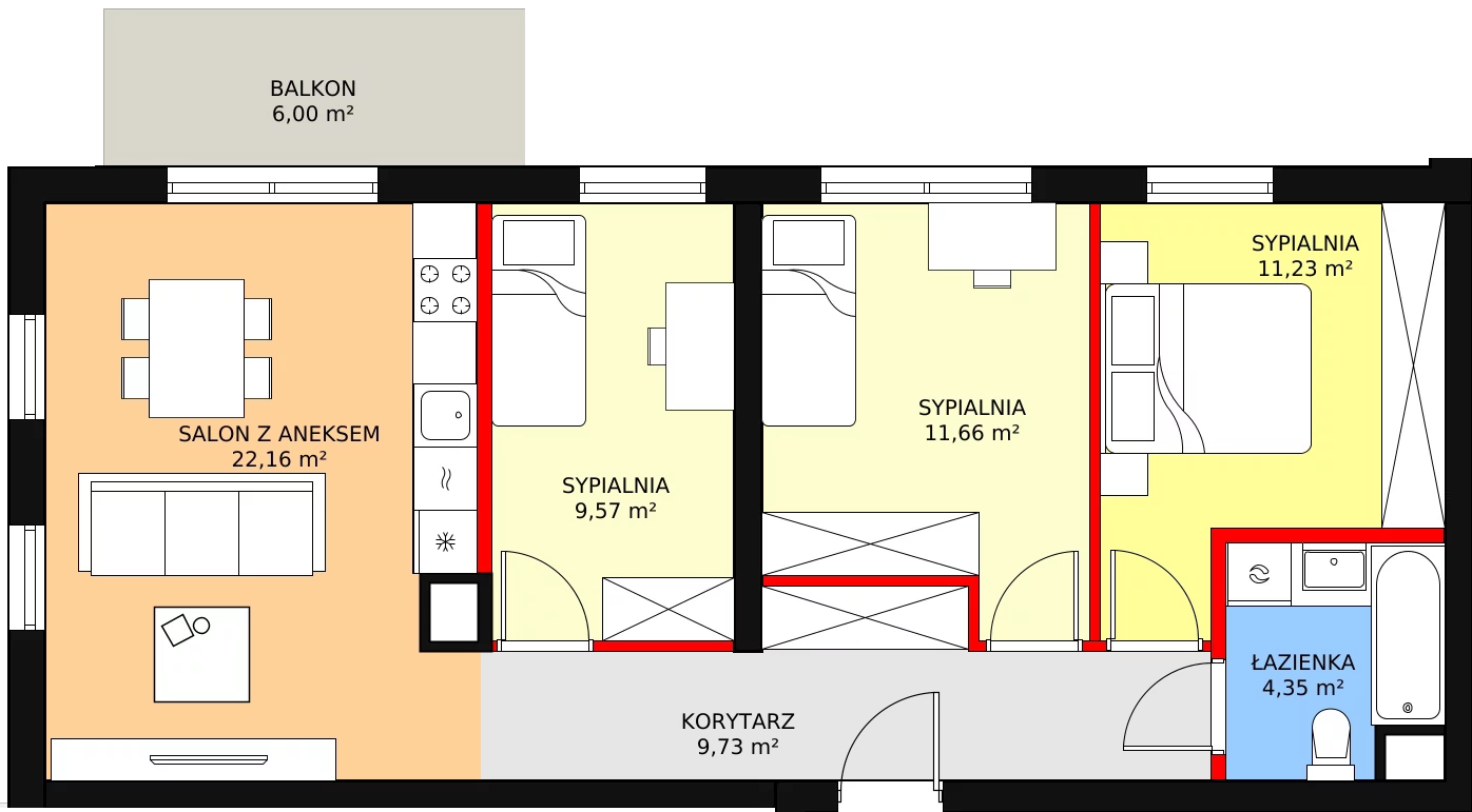 Mieszkanie 68,70 m², piętro 2, oferta nr 1_12, Porto Bianco IV, Rumia, Lotnisko, ul. Jeziorna