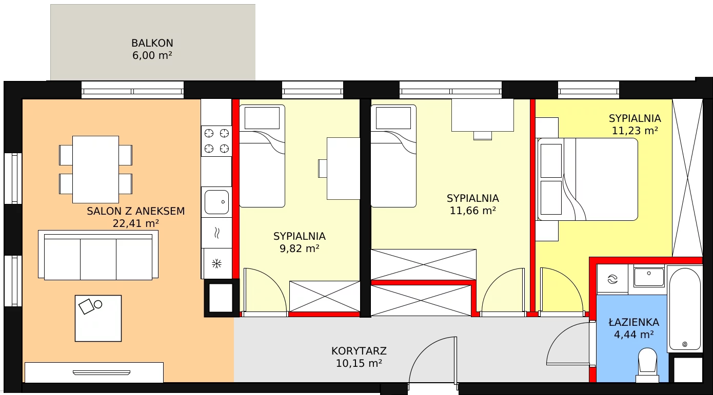 Mieszkanie 69,71 m², piętro 3, oferta nr 1_18, Porto Bianco IV, Rumia, Lotnisko, ul. Jeziorna