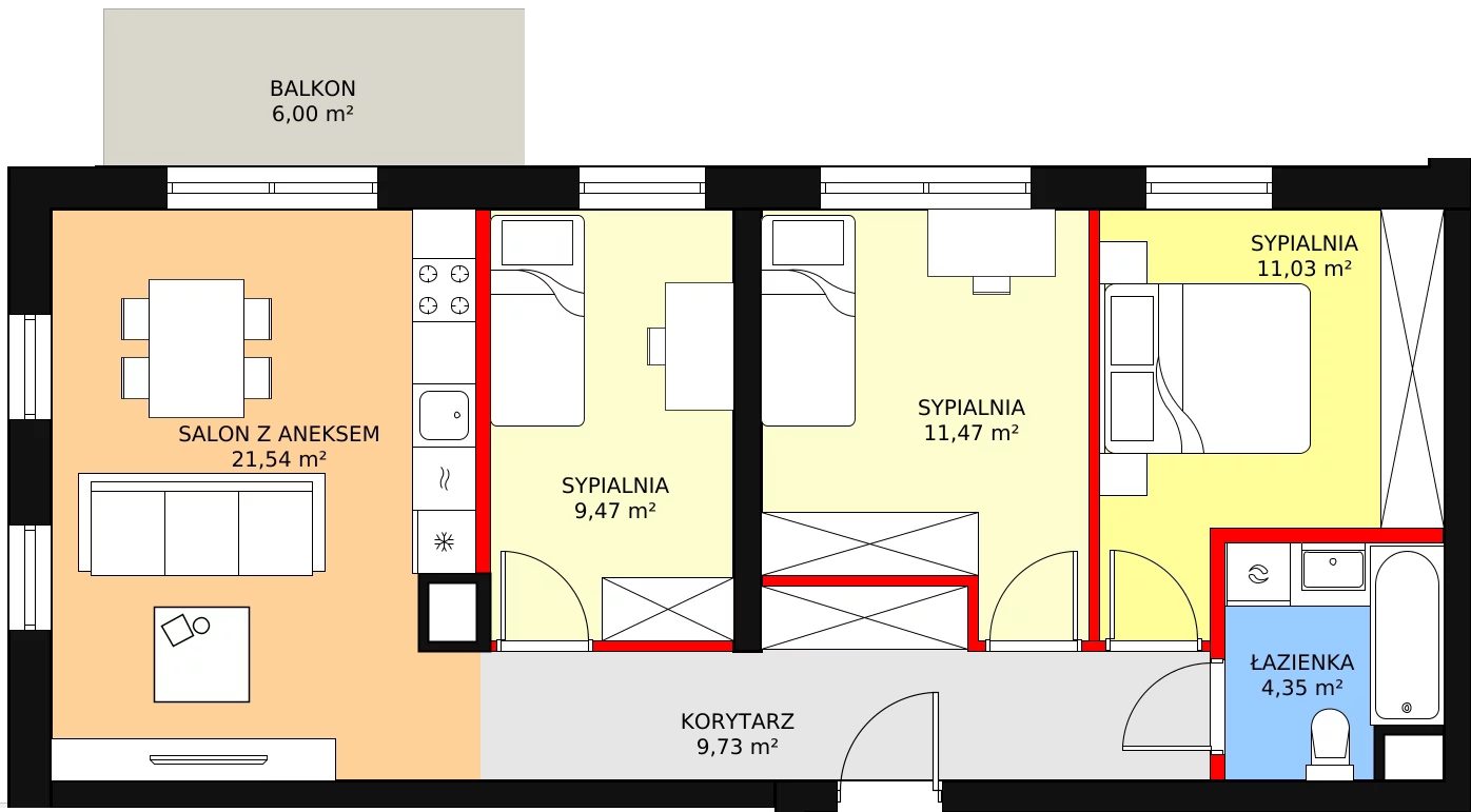 Mieszkanie 67,59 m², piętro 1, oferta nr 1_6, Porto Bianco IV, Rumia, Lotnisko, ul. Jeziorna