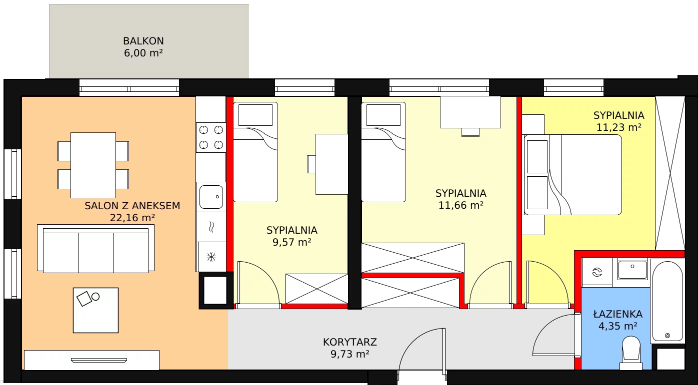 Mieszkanie 68,70 m², piętro 2, oferta nr 2_13, Porto Bianco IV, Rumia, Lotnisko, ul. Jeziorna